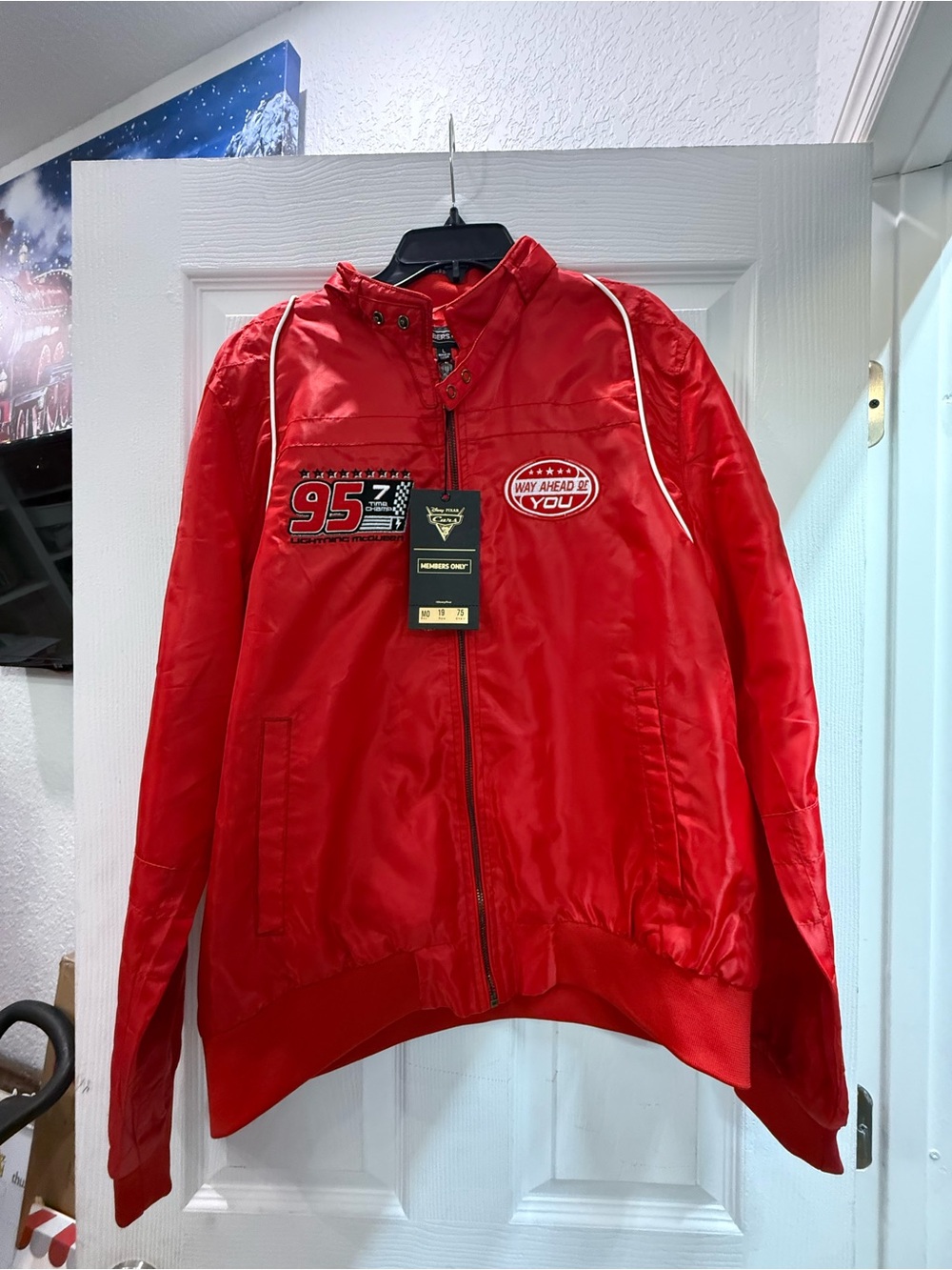 Red Mens Disney Cars Racing Jacket with Zip Front